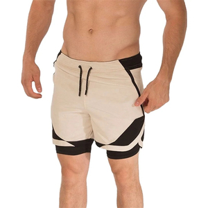 Shorts de Baño para Hombre en Color Borgoña y Negro con Bolsillos, Secado Rápido, Cintura con Cordón Ajustable, Tejido de Punto - Product Image 3
