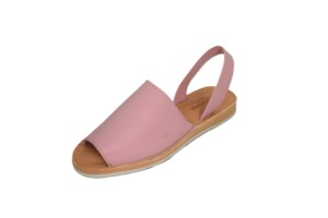 Sandales plates roses à bout ouvert, faciles à enfiler, en cuir véritable fait main, semelle en caoutchouc. Chaussures d'été décontractées légères et respirantes pour - Product Image 2
