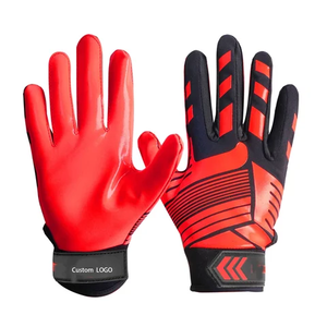 Gants de football américain avec logo personnalisé de haute qualité pour adultes Gants de football en cuir super collants Design attrayant - Product Image 1
