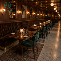 Ensemble de meubles de restaurant de luxe Ron Group, table rectangulaire en bois massif, chaise rembourrée, banquette capitonnée en velours marron