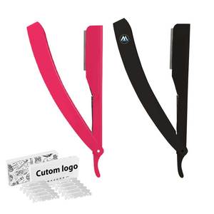 ชุดมีดโกนแบบตรงมืออาชีพมีดโกนขอบตรงทำจากสเตนเลสสตีลพร้อมใบมีดระดับพรีเมียม20ใบ - Product Image 1