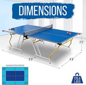 Nueva oferta: juego de mesa de ping-pong portátil de tamaño mediano con Red, cortadora, diseño plegable que ahorra espacio, azul - Product Image 3