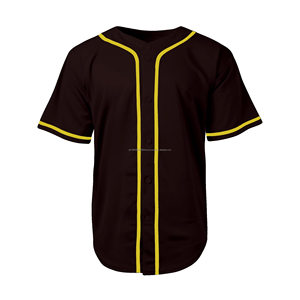 Premium 100% Polyester <b>Men's</b> 180g Baseball Jersey Button Down T <b>Shirt</b> Hip Hop Sports Uniform - Product Image 2