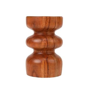 Portavelas de madera moderno minimalista con curvas únicas para hogares de inspiración escandinava y piezas de decoración elegantes - Product Image 4