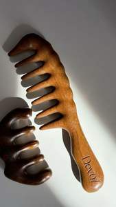 Peine de madera de Neem indio tradicional, cuidado del cabello a base de hierbas orgánicas, esencial, reutilizable, ecológico, ligero - Product Image 4