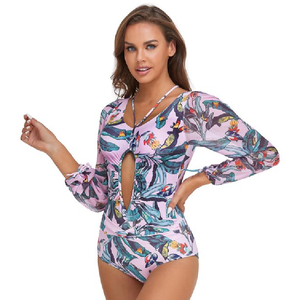 Dernier maillot de bain imprimé élégant Rash Guard pour femmes conçu sur mesure grande taille tenue haute avec logo personnalisé - Product Image 4