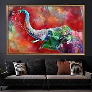 ภาพพิมพ์บนผ้าใบลายช้างแบบนามธรรมที่หรูหรา - ศิลปะติดผนังสมัยใหม่,1P:กรอบสีทอง - Product Image 1