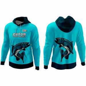 เสื้อฮู้ดตกปลาผู้ชายผ้าระบายอากาศพิมพ์ลายแบบซับลิเมชั่นออกแบบเอง พิมพ์ลาย DTF แบบกำหนดเอง เสื้อตกปลาแห้งเร็ว - Product Image 1