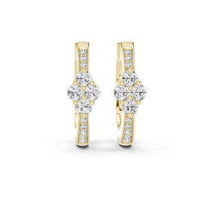 Pendientes de Aro con Moissanita de Corte Brillante Redondo, Plata de Ley 925, Clúster de 24 Piedras - Product Image 3