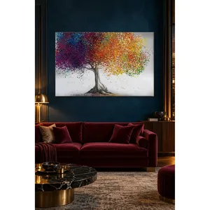 Impression sur toile Fida avec motif d'arbre aux feuilles colorées arc-en-ciel - Product Image 3
