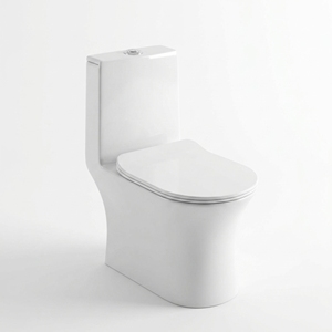 WC monobloc en céramique allongé moderne 650x340x740mm, siphon en S, double chasse, chasse à capteur au pied, à poser au sol, 220V, 6.0L - Product Image 1