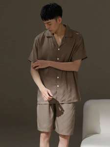 Conjunto de Verano para Hombre, Camiseta de Manga Corta y Pantalones Cortos, Ecológico, Sólido, Informal, 100% Algodón, Secado Rápido y Transpirable - Product Image 5