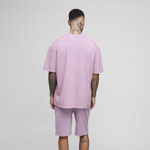Nouveau arrivé 2025 100% coton hommes ensemble court personnalisé DTF imprimé logo couleur unie streetwear 2 pièces hip hop survêtement pour hommes - Product Image 2