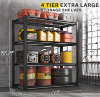 Étagères métalliques réglables à 4 niveaux pour garage, étagères de rangement industrielles pour sous-sol, entrepôt, 40 pouces de largeur x 19,5 pouces de profondeur x 59,5 pouces de hauteur