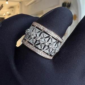 Bague tendance de luxe pour femme, collection vintage, diamant naturel fantaisie taille brillant, plaqué or rose 18 carats, certifiée IGI - Product Image 3