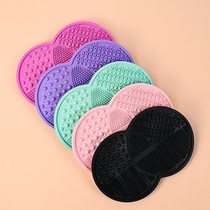 Cross-border Hot Double Round Silicone <b>Suction</b> Cup Makeup Brush Cleaning <b>Pad</b> Beauty Egg <b>Pad</b> for Home Use - Product Image 1