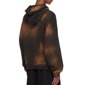 Custom Zipper Hip Hop Loose Vintage Hoodie Oversized Embroidery Patch Distressed Acid Washed Cropped Zip up - Product Image 3