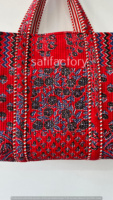 Sac fourre-tout matelassé en tissu de coton, grand format, à ouverture facile, pour voyage et shopping, couleur unie, toutes saisons, cadeau pour elle
