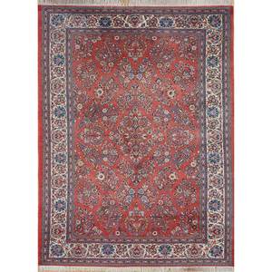 Tapis en laine noués à la main Aalam, motif floral rouge et orange, style kilim, pour la décoration de la maison, du salon ou du couloir, taille 9x12 - Pae-4305 - Product Image 1