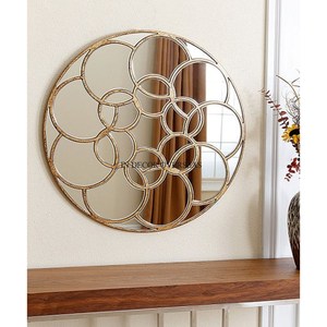 Look accrocheur plaqué or de haute qualité meilleure qualité en métal fabriqué Unique Designer décoration murale miroir fournitures de l'Inde - Product Image 6