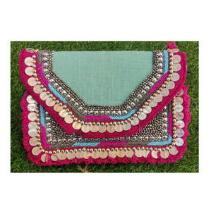 Bolso de mano de yute de alta calidad para mujer, bolso de noche geométrico hecho a mano, recién llegado, monedero de estilo indio para mujer - Product Image 3