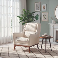 Ensemble de canapé-lit et fauteuil rembourrés de luxe moderne, avec pieds en bois et revêtement en tissu, pour salon, appartement et usage hôtelier, capitonné, OEM