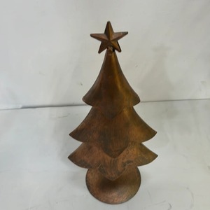 Sculpture d'arbre de Noël en métal doré Décoration de vacances moderne pour étagère de cheminée Salon Accent festif saisonnier - Product Image 2