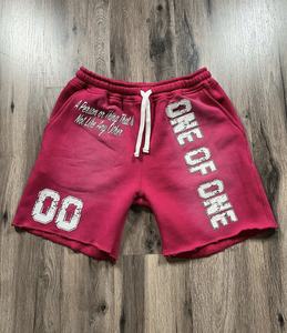 Pantalones cortos de sudor de algodón pesado personalizados Raw Ripped Plain Street Wear Joggers Bordado Patrón sólido Ecológico Servicio OEM - Product Image 2