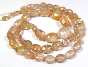 Cuentas facetadas de piedra solar naranja Natural, gemas de corte ovalado de corte fino de 6-12mm, collar de hebra de 18 ", Color naranja, juego de Color de alta calidad - Product Image 1