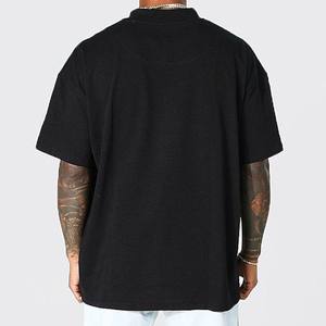 Barato personalizado 100% algodón pesado hombres gota hombro en blanco camisetas de lujo cuello simulado de gran tamaño deportes camiseta para hombres - Product Image 2