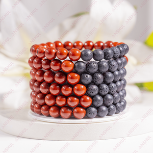 High Quality Lava Stones Diffuser Jewelry Red Jasper Diffuser 8mm <b>Bracelet</b> Aromatherapy Gemstone <b>Beaded</b> <b>Bracelet</b> for Bulk Buyers - Product Image 1