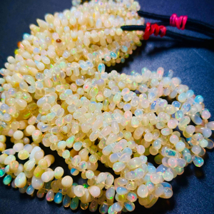 Pierres précieuses d'opale éthiopienne naturelle Welo Variété Lisse Larme Perles en vrac Couleur blanche - Product Image 1