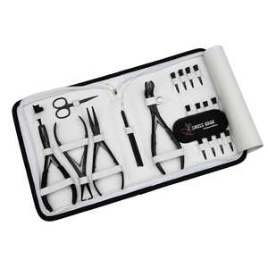 Outils pour extensions de cheveux avec pinces à ruban adhésif, applicateur incurvé, pince à micro-anneaux, outil de dépose de perles, crochet de séparation, boucle de doigt, clips - Product Image 1