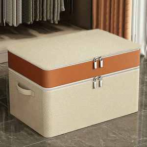 Boîte de rangement en tissu à 2 couches 54x40x35cm Tissu non tissé épais Organisateur de vêtements et de couettes - Product Image 2