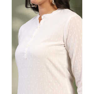 Kurta y Palazzos de Algodón Puro para Mujer con Cuello Mandarín, Diseño Propio, Corte Recto, Mangas Tres Cuartos para Primavera/Verano - Product Image 5