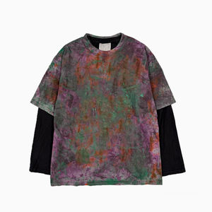 Camiseta de Lujo Personalizada de 300 GSM, Talla Grande, Cuello Redondo, Camisetas Pro Club, Diseño de Grafiti, Manga Larga Doble para Hombre - Product Image 4