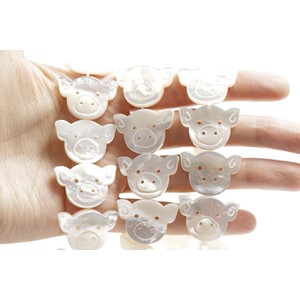 Cuentas Sueltas de Concha con Forma de Cabeza de Cerdo Divertidas - Product Image 6