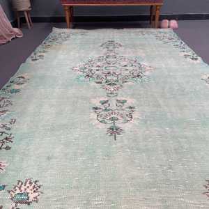 Alfombra Turca Vintage, Alfombra Grande de 4.8x8.4 pies (145x256 cm), Alfombra de Lana con Puntos Azules - Product Image 2