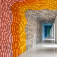 Panneau acoustique de plafond à texture ondulée en fibre de polyester PET, ignifuge et insonorisant, Kusdesign