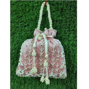 Mini sac fait à la main de luxe perle travail broderie soie brute décoration Mini sac pour les femmes Fashion-Style soirée mariage accessoire de mariée - Product Image 1