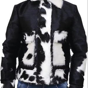 Chaqueta de piel de vaca desgastada para hombre con piel de vaca natural Estampado de animales Piel de vaca Estampado de animales - Product Image 1