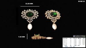 Lujoso colgante de perlas y diamantes de oro de 14kt con piedra en tonos Esmeralda Encantos de moda de estilo clásico para fiestas o bodas - Product Image 5