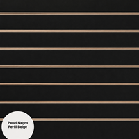 Panneaux de mur à lattes renforcés noirs de 19 mm, inserts en aluminium beige de 1,2 mm, 1200x1200 mm, présentoirs modernes pré-assemblés, fabriqués en Espagne