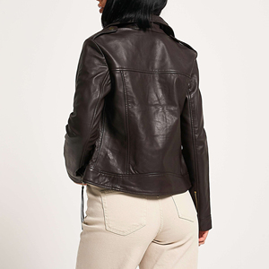 Chaqueta de cuero de manga larga de piel sintética de moda para mujer con cremallera transpirable de invierno de alta calidad - Product Image 2