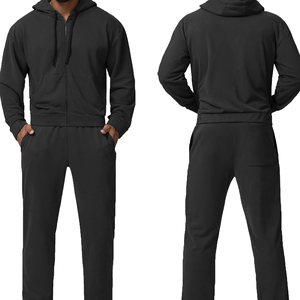 Conjunto informal de manga larga con cremallera completa para correr, trotar, trajes de entrenamiento atlético para hombre - Product Image 1