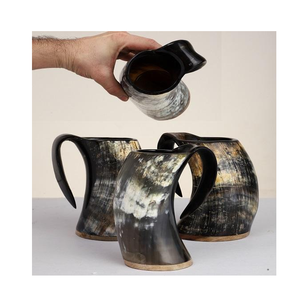 Mug en corne de buffle de haute qualité à 100%, prix le plus bas, mug viking en corne, artisanal, poli, personnalisable - Product Image 2