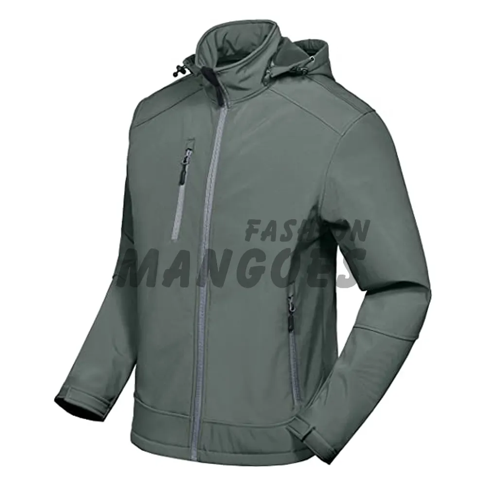 Mens Softshell Jacket With Removable Hood Fleece Lined And Water Repellent Working Wear Softshell Jackets