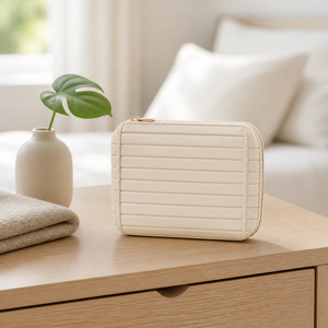 PVC Striped Cosmetic Bag Waterproof Multi Compartment Makeup <b>Case</b> For <b>Travel</b> - Product Image 3