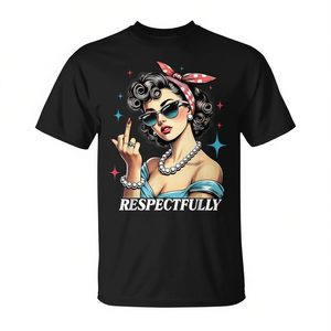 Camiseta Respectfully Women con estampado gráfico de algodón negro, ropa informal unisex - Product Image 2