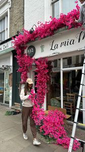 Customized Wedding Decor 3D Roll up Cloth Flower <b>Walls</b> <b>Panel</b> Backdrop Magnificent Pink Artificial Flower Garlands at Bulk Prices - Product Image 2